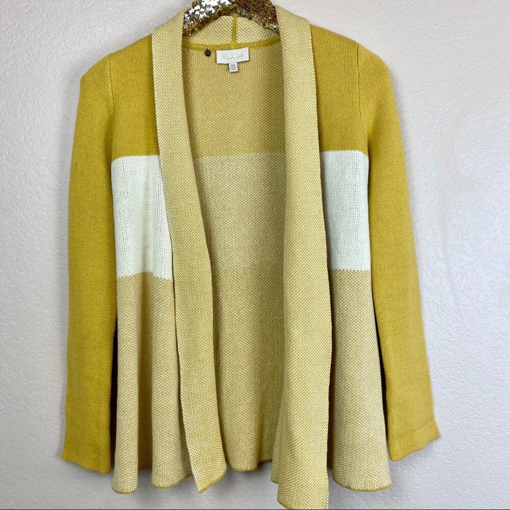 Modcloth Open Front Colorblock Cardigan Marigold - image 1